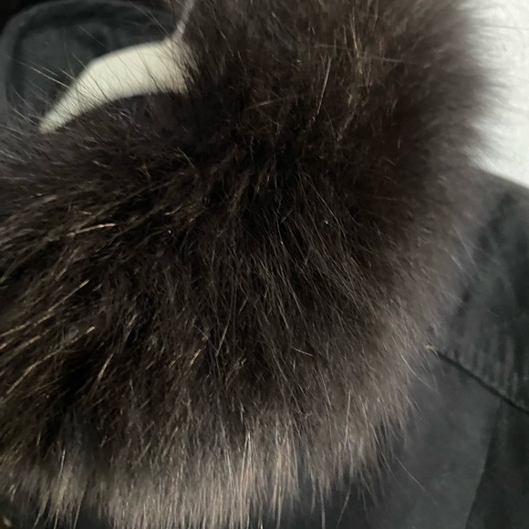 Izzi Coat Womens Size Small Black Outerwear Button Down Removable Fox Fur Collar - Picture 4 of 11